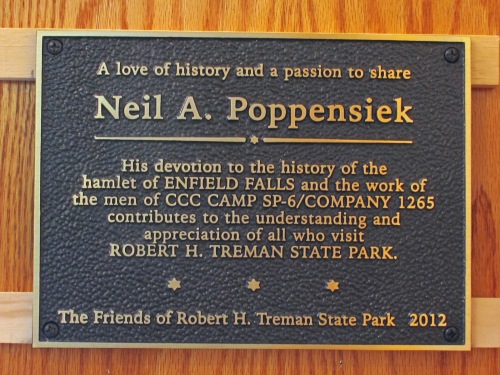 Plaque honoring Neil Poppensiek, Friends of Robert H. Treman State Park, Ithaca, NY